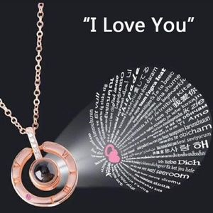 Rose Gold Circle Projection Pendant Necklace